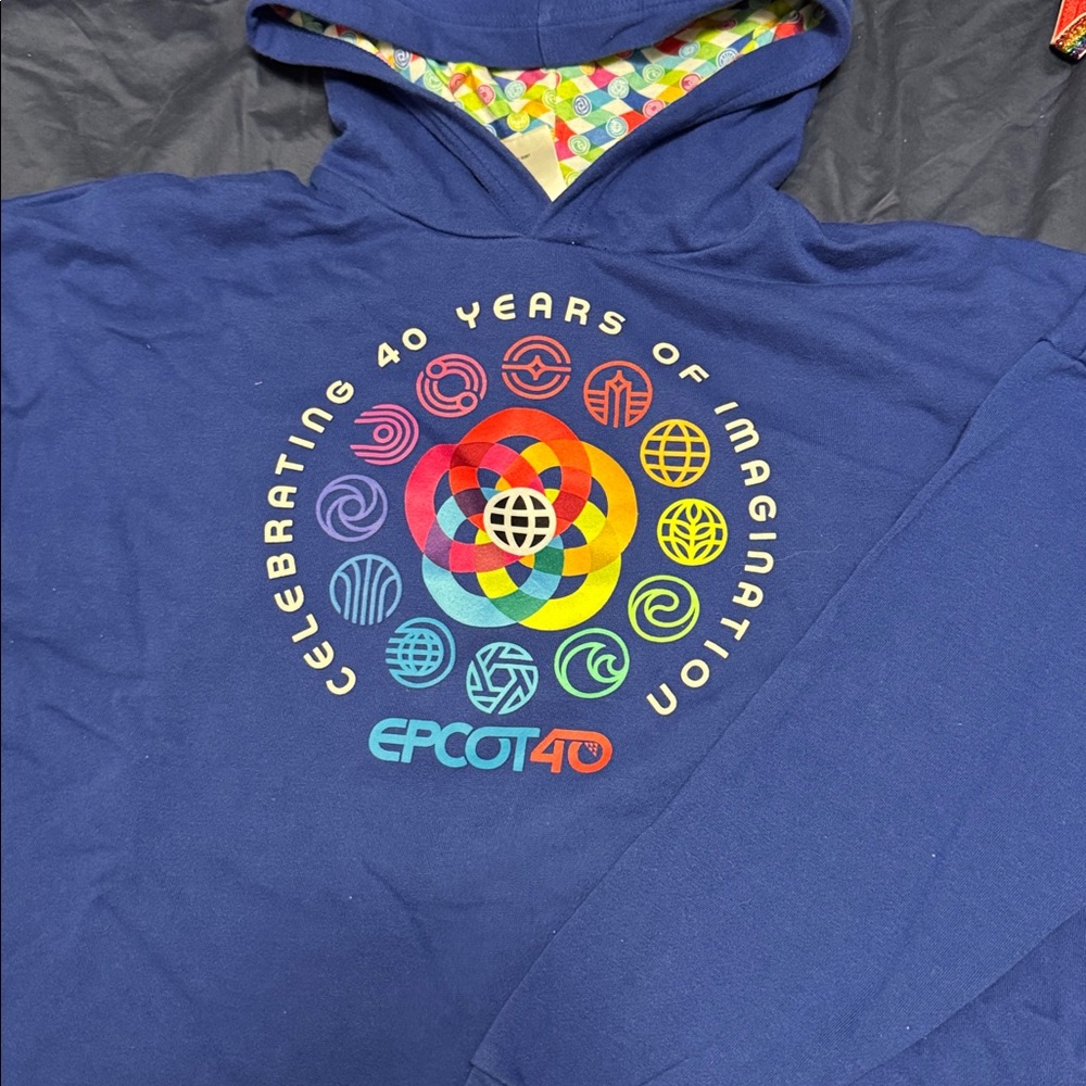 Blue Hoodie with Figment Design Epcot 40th - Picture 2 of 3